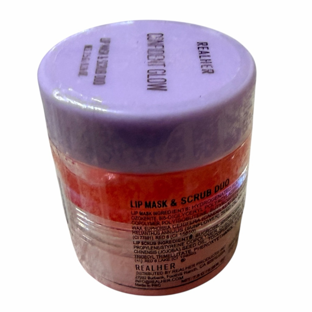REALHER Confident Glow Lip Mask & Scrub Duo 0.26 oz New Sealed Vegan